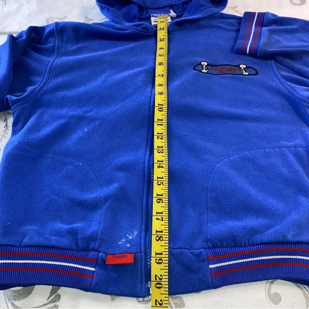 Vintage Hard Rock Cafe Austin Skateboard Blue‎ Full Zip Hoodie Sweatshirt